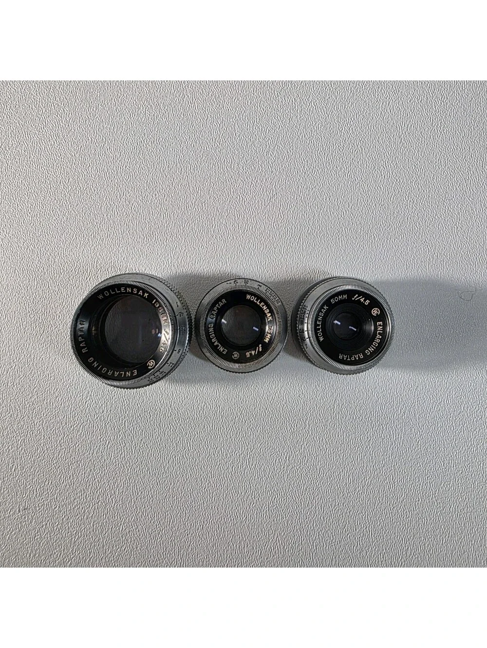 AS-IS: Vintage Wollensak Enlarging Raptar Lens Lot 135mm 75mm 50mm f/4.5 Fungus